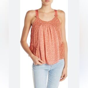 Joie 💯 silk terracotta color fern habiba floral Pattern Blouse tank Sz large L